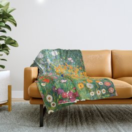 Gustav Klimt "Blumengarten (Flower Garden)" Throw Blanket