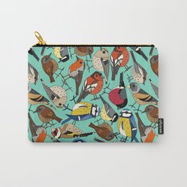 winter garden birds turquoise Carry-All Pouch