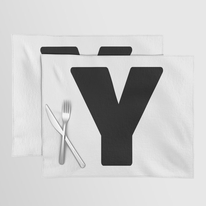 Y (Black & White Letter) Placemat