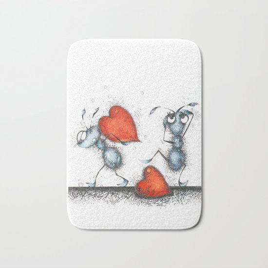 Two ants with hearts Bath Mat