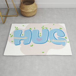 Happy Hug Day. Lettering. Spring mood. Area & Throw Rug