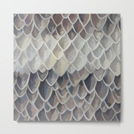 Abstract scales, white, beige, ochre, grey, teracotta, pattern Metal Print