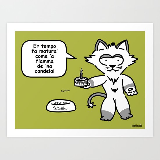 the wise cat - time Art Print