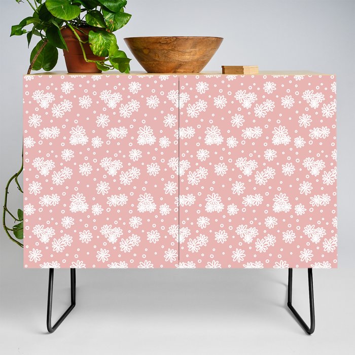 Daisies and Dots - Pink and White Credenza