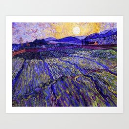 Lavender Fields with Rising Sun by Vincent van Gogh Art Print