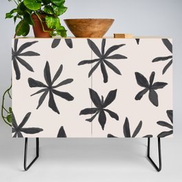 60s Black and White Scandinavian Hygge Flowers Credenza