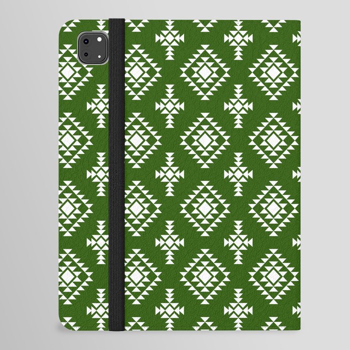Green and White Native American Tribal Pattern iPad Folio Case