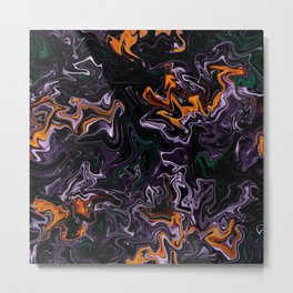 Dark purple and orange squiggles abstract art Metal Print