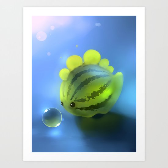 Watermelon Dino Art Print