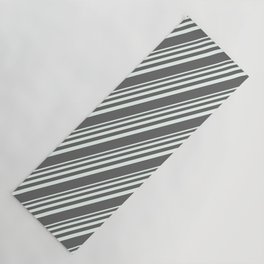 [ Thumbnail: Mint Cream & Dim Gray Colored Pattern of Stripes Yoga Mat ]