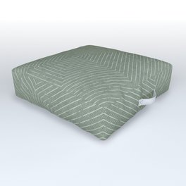 boho hexagon stripes - sage Outdoor Floor Cushion