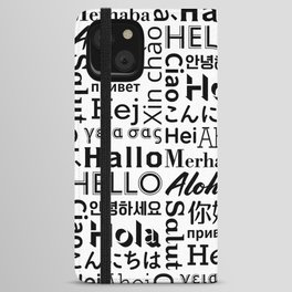 Hello in Foreign Languages - Black in White iPhone Wallet Case