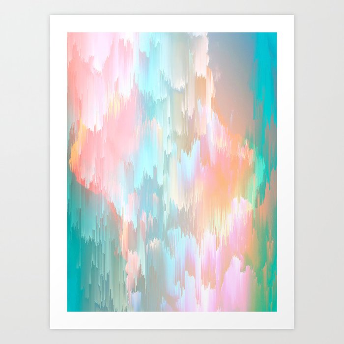 Candy Rainbow Glitch Fall #abstractart Art Print