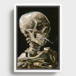 Skeleton with Smoking Cigarette by Vincent Van Gogh Framed Canvas