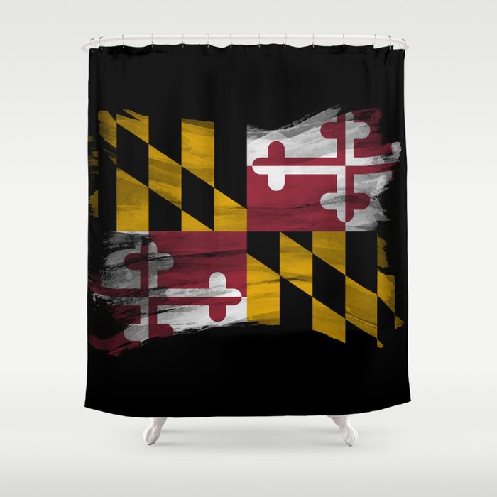 Maryland state flag brush stroke, Maryland flag background Shower Curtain
