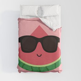 Cool Watermelon with Black Sunglasses Duvet Cover