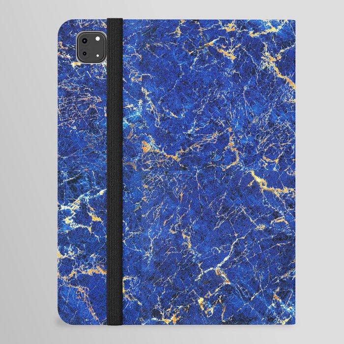 Sapphire Blue Marble Gold Veins iPad Folio Case