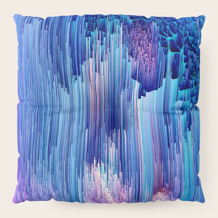 Beglitched Waterfall Abstract Pixel Art Floor Pillow