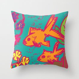 Two gold fish Throw Pillow