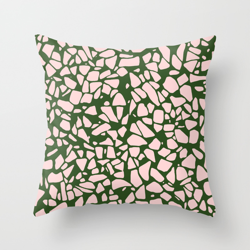 Stone Pattern Salmon Pink Olive Green Throw Pillow By Danleman