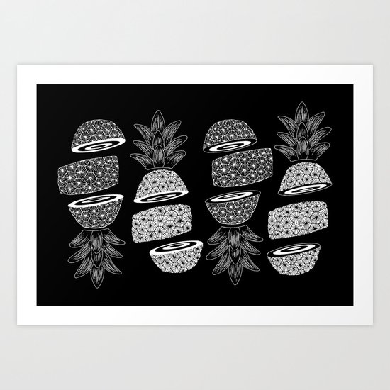 Pineapples (Dark/Sliced) Art Print