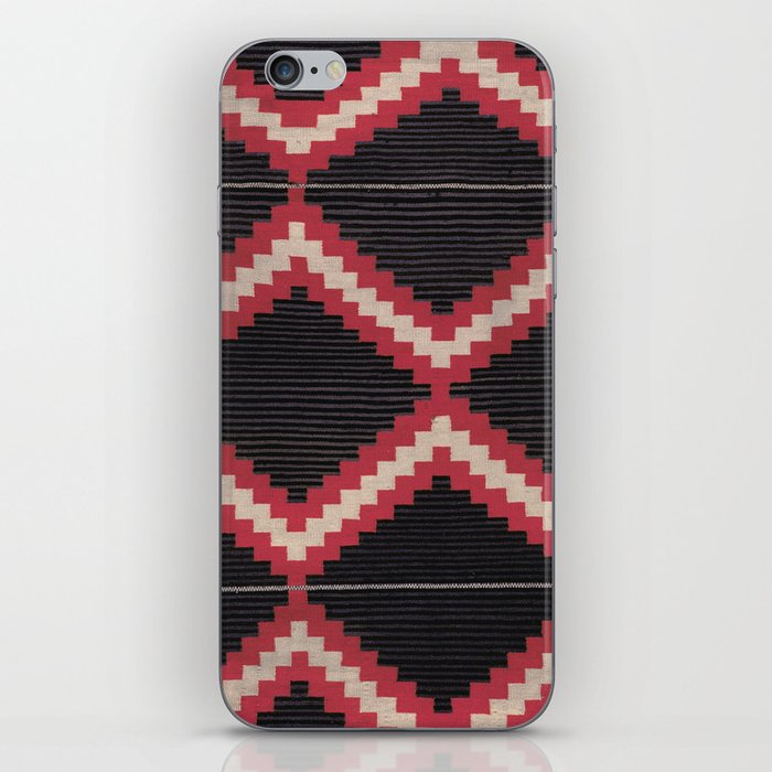 Red and White Moqui Stripe Southwest Navajo Rug iPhone Skin