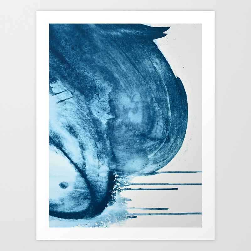 4 Am Thoughts A Minimal Abstract Acrylic Piece In Blue By Alyssa Hamilton Art Art Print By Blushingbrushstudio Society6