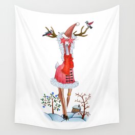 Fashion Christmas Deer 3 Wall Tapestry