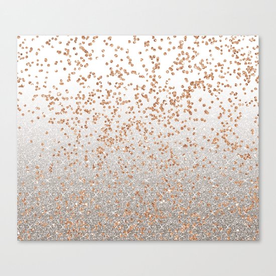 Glitter sparkle mix - rose gold & silver Canvas Print