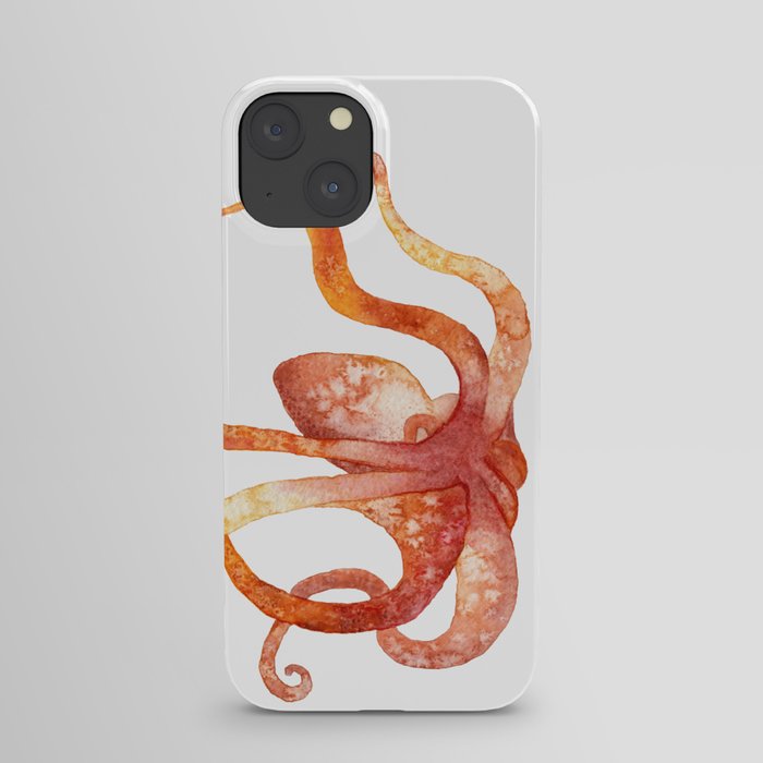 Watercolour Octopus - Red and Orange iPhone Case