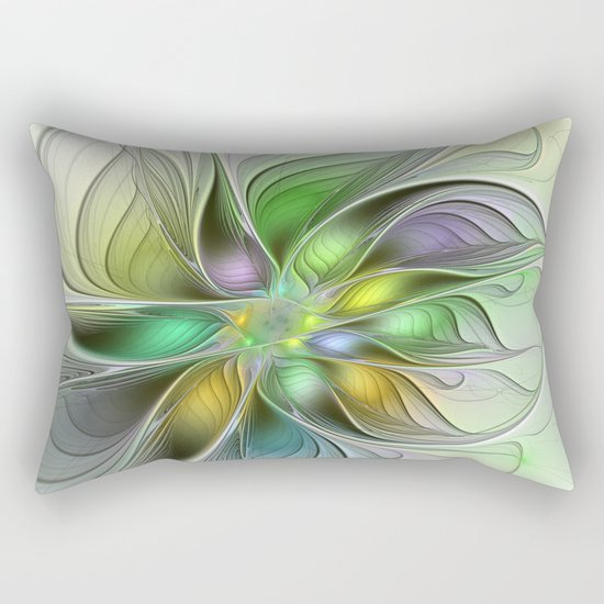 Colors Make My Day, Abstract Fractal Art Rectangular Pillow