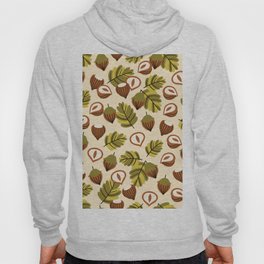 Seamless pattern with hazelnut leaves and acorns. Hoody