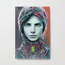 Cyberpunk - Woman #1 Metal Print | Neon, Digital, Sciencefiction, Graphicdesign, Cyberpunkaesthetic 