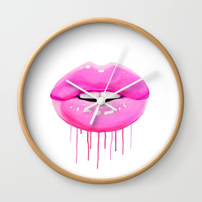 Pink lips Wall Clock