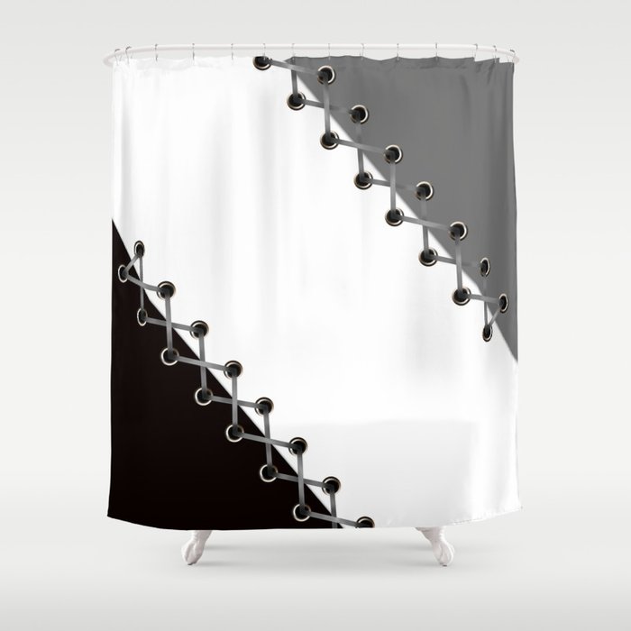 Lacing Black White And Grey Shower Curtain By Fuzzyfox85