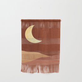 TERRACOTTA NIGHT, abstract landscape, moon and desert Wall Hanging