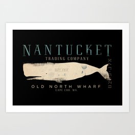 Nantucket Whale Nautical Beach Ocean Cottage Marine Art Print