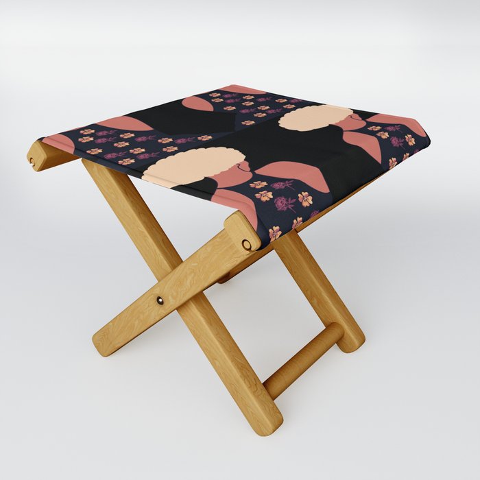 Woman At The Meadow Vintage Dark Style Pattern 41 Folding Stool
