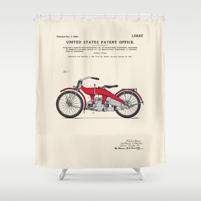 Motorcycle Patent Shower Curtain
