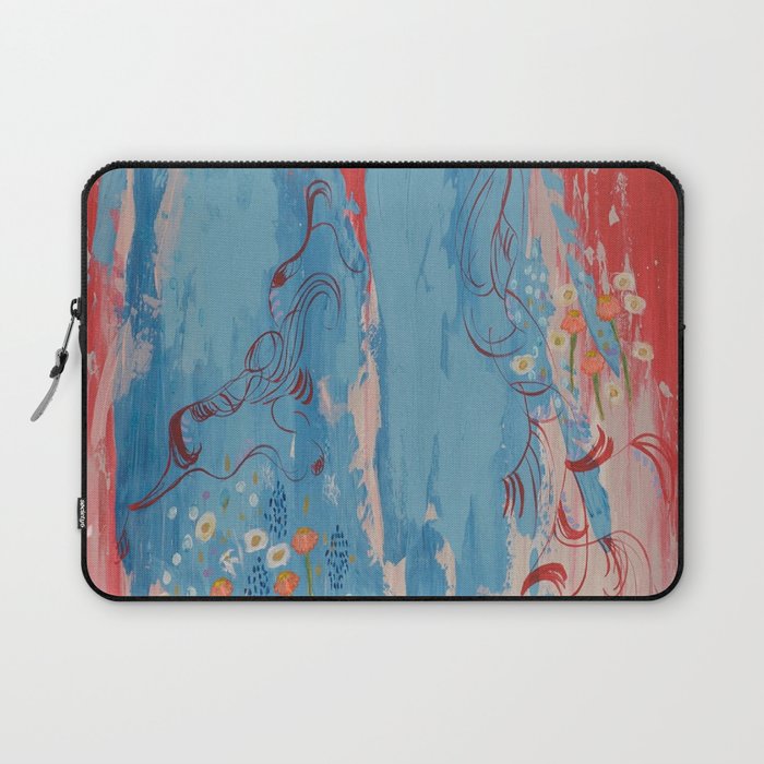 Red And Blue Abstract Flower Field Painting By Jodi Tomer Laptop