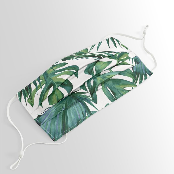 Classic Palm Leaves Tropical Jungle Green Face Mask