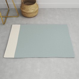 Minimalist Solid Colour Block in Light Blue-Gray and Cream  Rug
