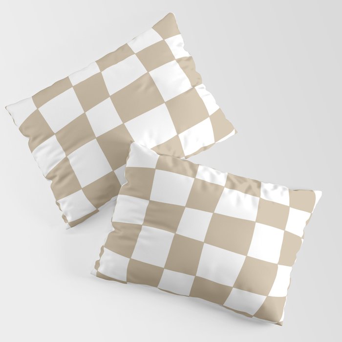 Hand Drawn Checkerboard Pattern (tan/white) Pillow Sham