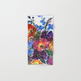colorful bouquet: delphiniums Hand & Bath Towel