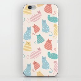 Boho Colorful Cats Pattern iPhone Skin