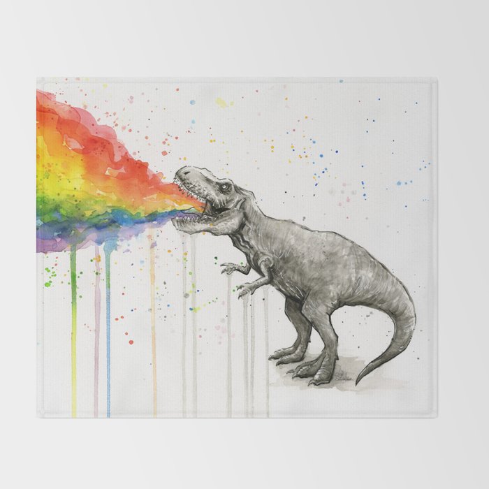 T-Rex Dinosaur Vomits Rainbow Decke