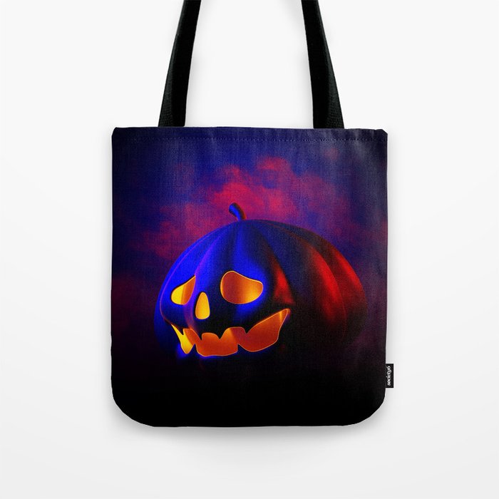 Happy Halloween Design with Pumpkins on Dark Background Tote Bag