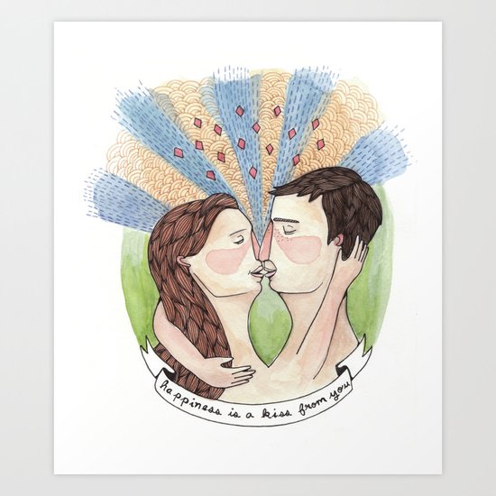 Happiness is a Kiss from You Art Print