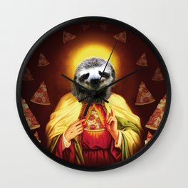 Holy Pizza Sloth Lord Jesus All over big print Animal Savior Wall Clock