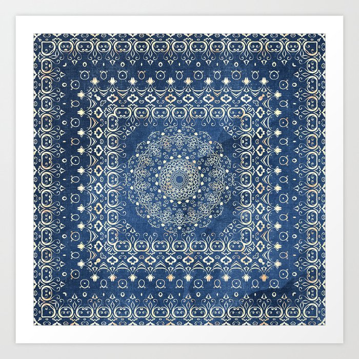 Old Bookshop Magic Mandala in Blue Kunstdrucke Old Bookshop Magic Mandala in Blue Kunstdrucke
